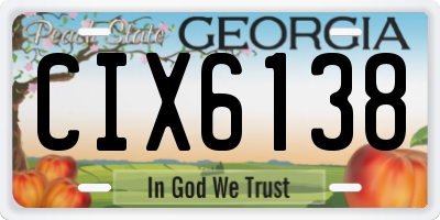 GA license plate CIX6138