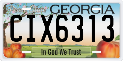 GA license plate CIX6313