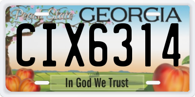GA license plate CIX6314