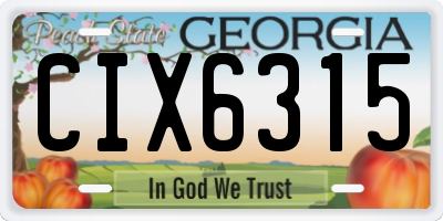 GA license plate CIX6315