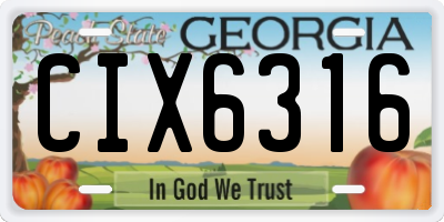 GA license plate CIX6316