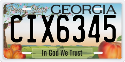 GA license plate CIX6345