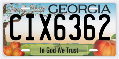 GA license plate CIX6362