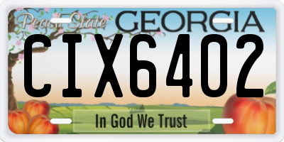 GA license plate CIX6402