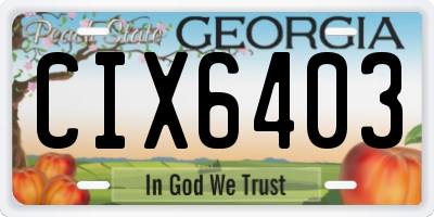 GA license plate CIX6403
