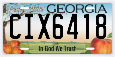 GA license plate CIX6418