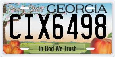 GA license plate CIX6498
