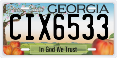 GA license plate CIX6533