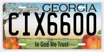 GA license plate CIX6600