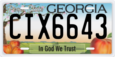 GA license plate CIX6643