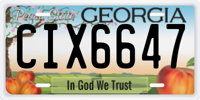 GA license plate CIX6647