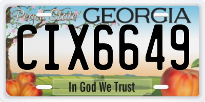 GA license plate CIX6649