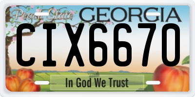 GA license plate CIX6670