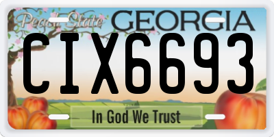 GA license plate CIX6693