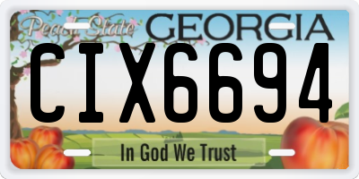 GA license plate CIX6694