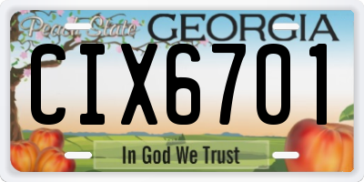 GA license plate CIX6701