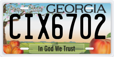 GA license plate CIX6702