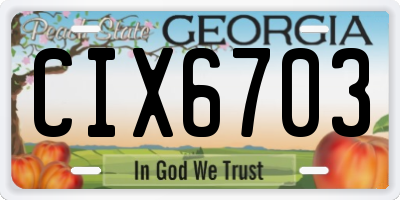 GA license plate CIX6703