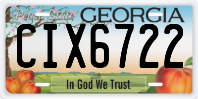 GA license plate CIX6722
