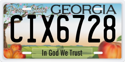 GA license plate CIX6728