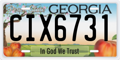 GA license plate CIX6731