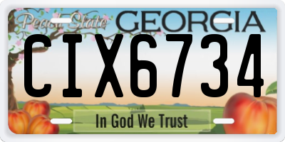 GA license plate CIX6734