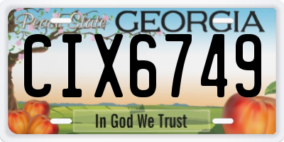 GA license plate CIX6749