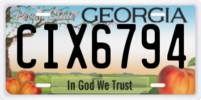 GA license plate CIX6794