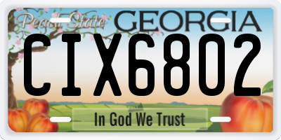 GA license plate CIX6802