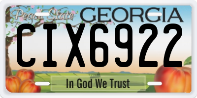 GA license plate CIX6922