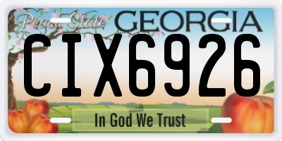 GA license plate CIX6926