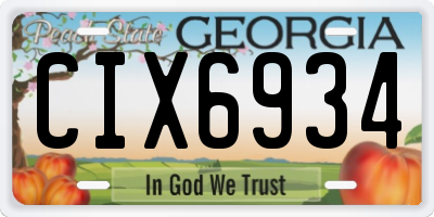 GA license plate CIX6934