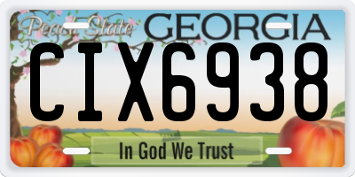 GA license plate CIX6938