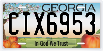 GA license plate CIX6953