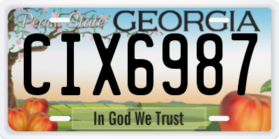 GA license plate CIX6987