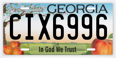 GA license plate CIX6996