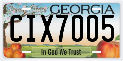 GA license plate CIX7005