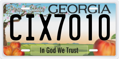 GA license plate CIX7010