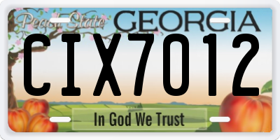 GA license plate CIX7012
