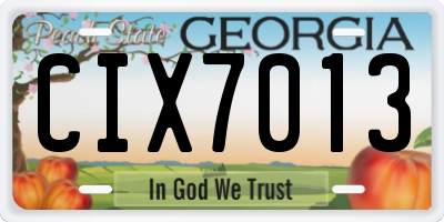 GA license plate CIX7013