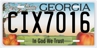 GA license plate CIX7016