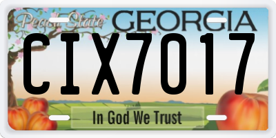GA license plate CIX7017