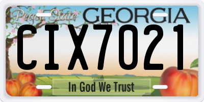 GA license plate CIX7021