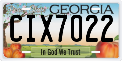 GA license plate CIX7022