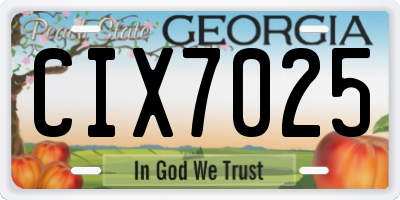 GA license plate CIX7025