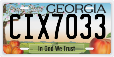 GA license plate CIX7033