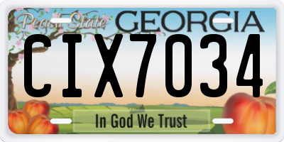 GA license plate CIX7034