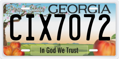 GA license plate CIX7072