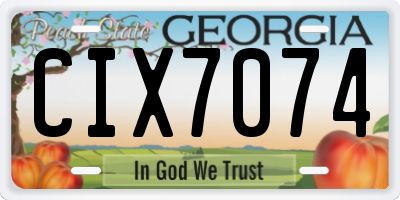 GA license plate CIX7074