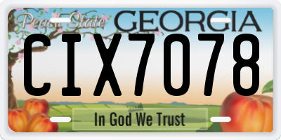 GA license plate CIX7078